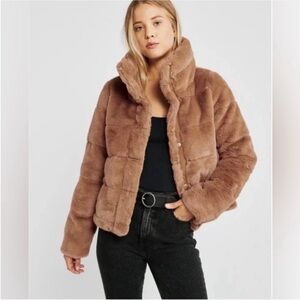 Abercrombie Faux Fur Jacket in Brown